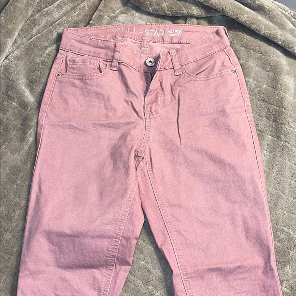 Pink mid rise jeans